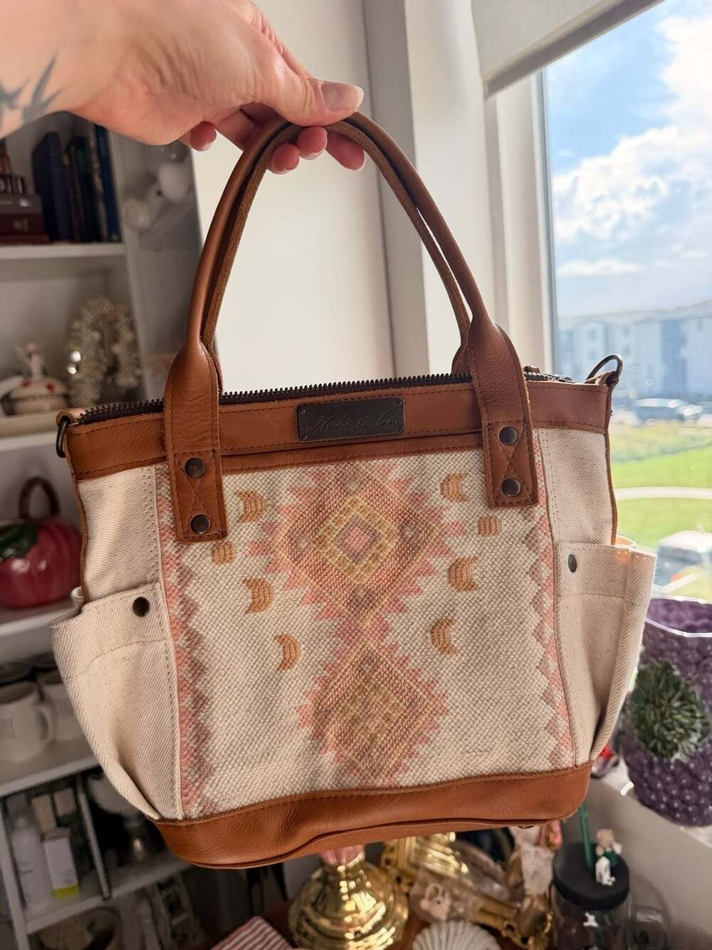 Nena & Co. The Medium Convertible Day Bag Canvas Leather Boho Handbag